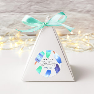 Blue Popsicle Personalised Kids Birthday Classic Round Sticker