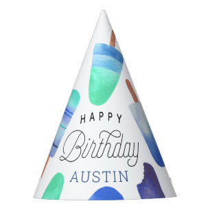 Blue Popsicle Personalised Kids Birthday Party Hat