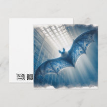 Blue Porcelain Bat Greeting Card