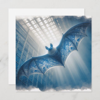 Blue Porcelain Bat Greeting Card