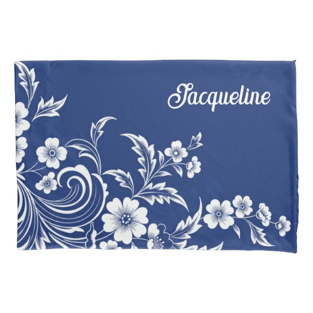Blue Porcelain Bloom Pillowcase (Front)