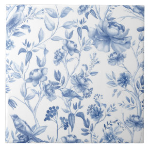 Blue,porcelain,blue china,floral toile,chinoiserie ceramic tile