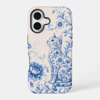 Blue Porcelain Cat Floral Phone Case