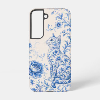 Blue Porcelain Cat Floral Phone Case
