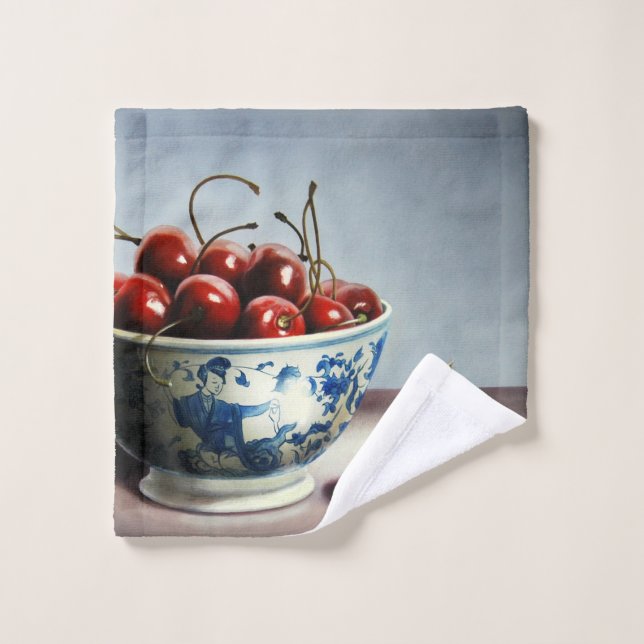 Blue Porcelain & Cherries Wash Cloth (Wash Cloth)