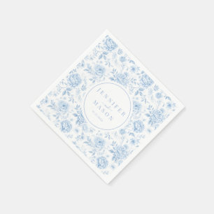 Blue Porcelain Chinoiserie Floral Wedding Napkin