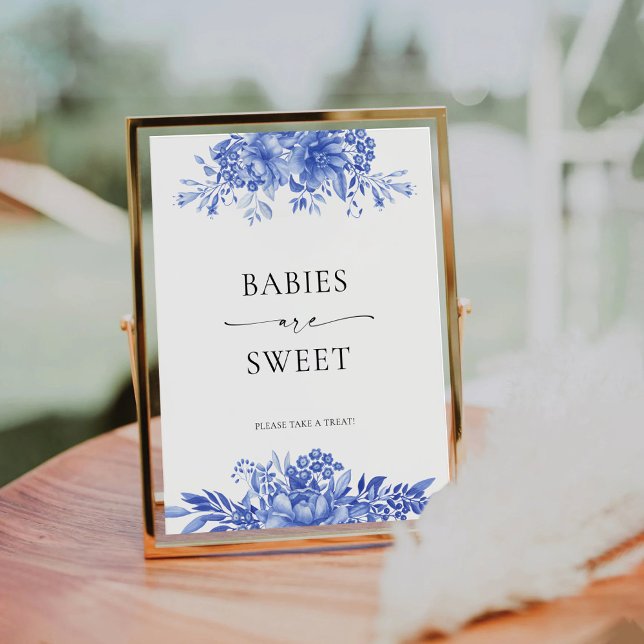Blue Porcelain Floral Babies Are Sweet Sign (Creator Uploaded)