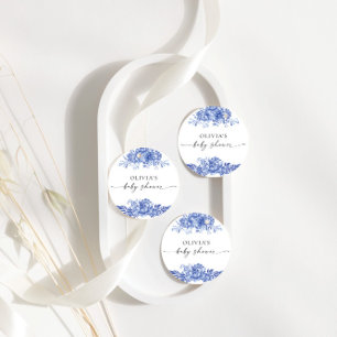 Blue Porcelain Floral Baby Shower Favour Tag