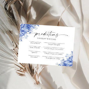 Blue Porcelain Floral Baby Shower Predictions Card