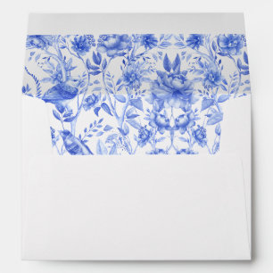 Blue Porcelain Floral Chinoiserie Wedding Envelope