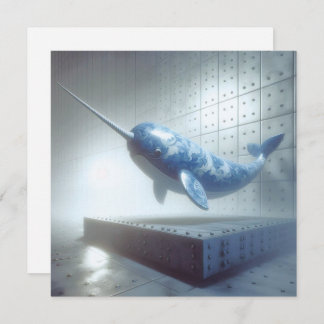 Blue Porcelain Narwhal Greeting Card
