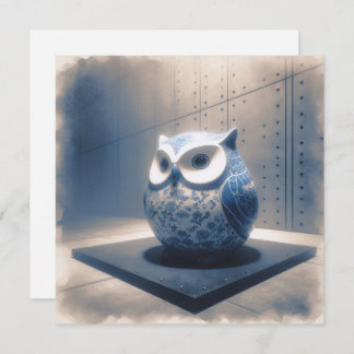 Blue Porcelain Owl Greeting Card