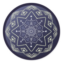 Blue Porcelain Sphere Mandala Sticker