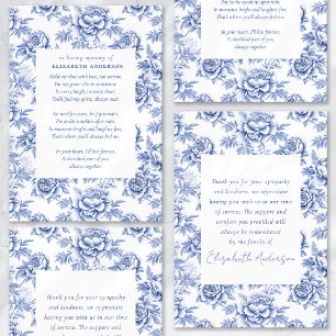 Blue Porcelain Toile Poem Funeral  Thank You Card