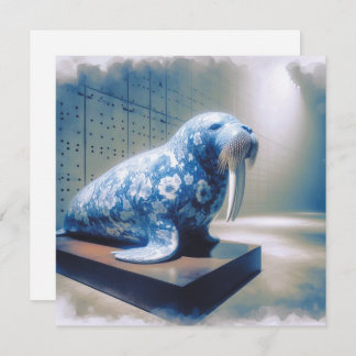 Blue Porcelain Walrus Greeting Card