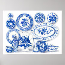 Blue Porcelain Watercolor Art
