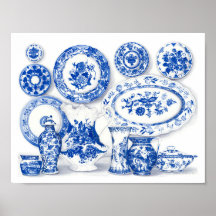 Blue Porcelain Watercolor Art