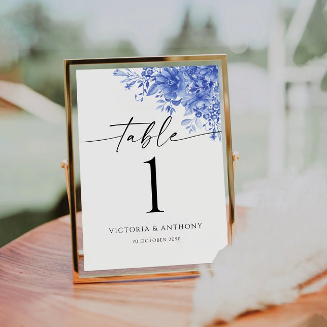Blue Porcelain Wedding Table Number (Creator Uploaded)