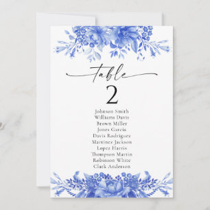 Blue Porcelain Wedding Table Seating Chart Cards
