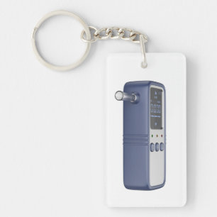 Blue portable breathalyzer for alcohol testing key ring
