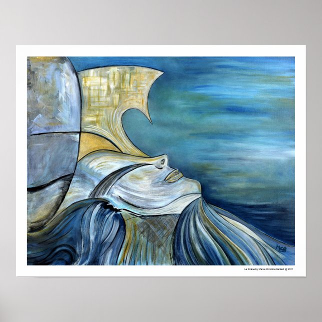 Blue Portrait Sirena Sea Mythical Fantasy Poster (Front)