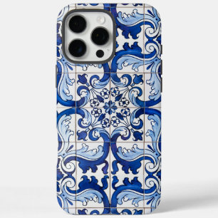 Blue Portuguese Azulejo Glazed Tile Pattern iPhone 16 Pro Max Case
