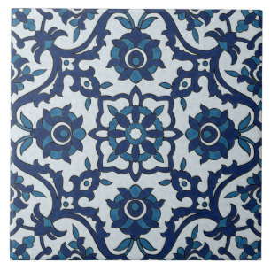 Blue Portuguese Azulejos Floral Tile Pattern