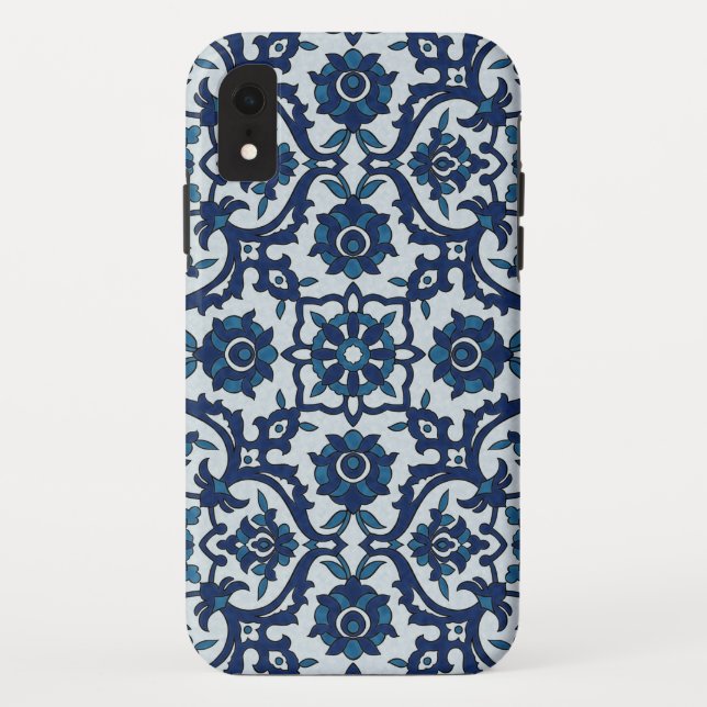 Blue Portuguese Azulejos Floral Tile Pattern Case-Mate iPhone Case (Back)