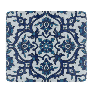 Blue Portuguese Azulejos Floral Tile Pattern Cutting Board