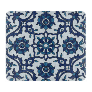 Blue Portuguese Azulejos Floral Tile Pattern Cutting Board