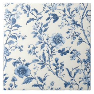 Blue Portuguese Floral Pattern Ceramic Tile