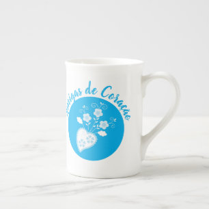 Blue Portuguese folk romantic heart Bone China Mug