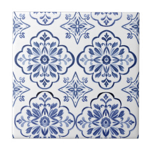 Blue Portuguese Mediterranean Azulejo Decorative  Ceramic Tile
