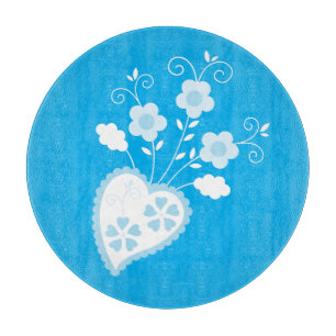 Blue Portuguese romantic blossom heart Cutting Board