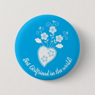 Blue Portuguese romantic heart 6 Cm Round Badge