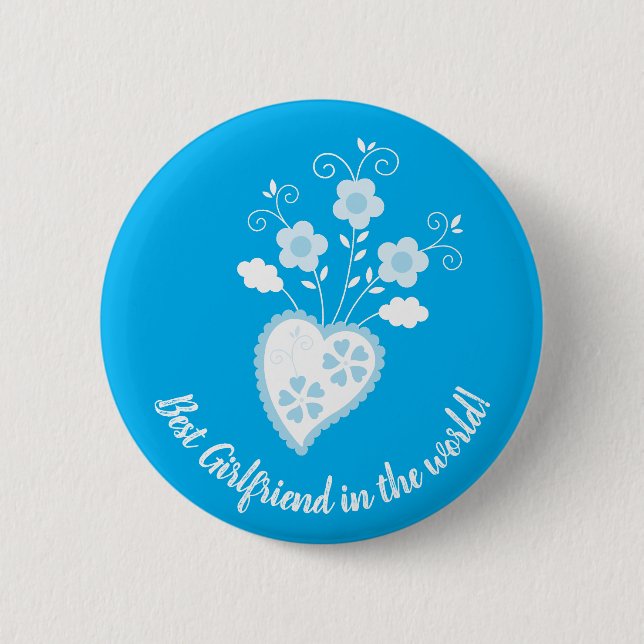 Blue Portuguese romantic heart 6 Cm Round Badge (Front)