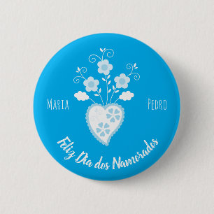Blue Portuguese romantic heart 6 Cm Round Badge