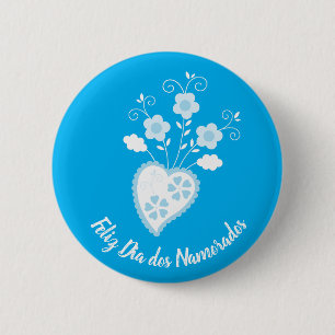Blue Portuguese romantic heart 6 Cm Round Badge
