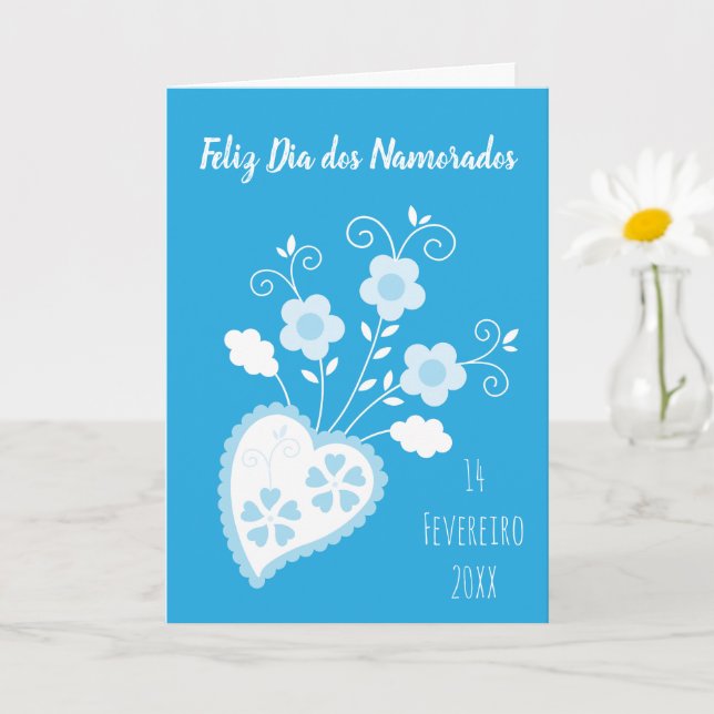 Blue Portuguese romantic heart Card (Small Plant)