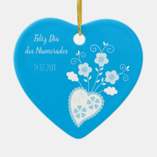 Blue Portuguese romantic heart Ceramic Ornament