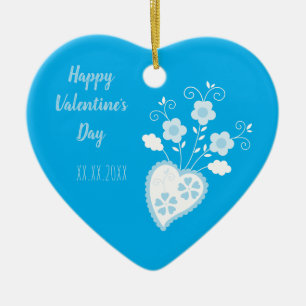 Blue Portuguese romantic heart Ceramic Ornament