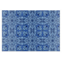 Blue Portuguese Tile Glass Cutting Board