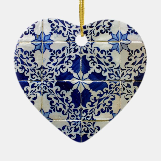Blue, Portuguese Tiles Ceramic Ornament (Front)