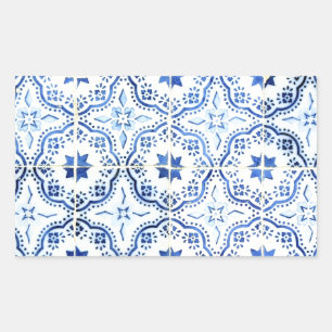 Blue, Portuguese Tiles Rectangular Sticker