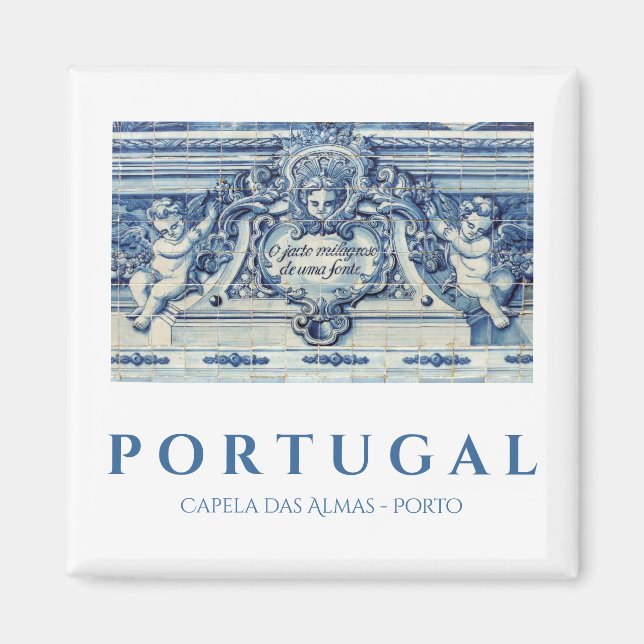 Blue Portuguese Tiles with Angels Magnet (Front)