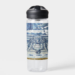 Blue Portuguese tiles with two angels Water Bottle