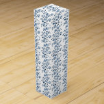 Blue Posies On Vine Wine Box<br><div class="desc">Pretty blue dainty floral pattern on a white background.
Background colour can be changed.</div>