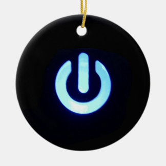 Blue Power Button Ceramic Ornament