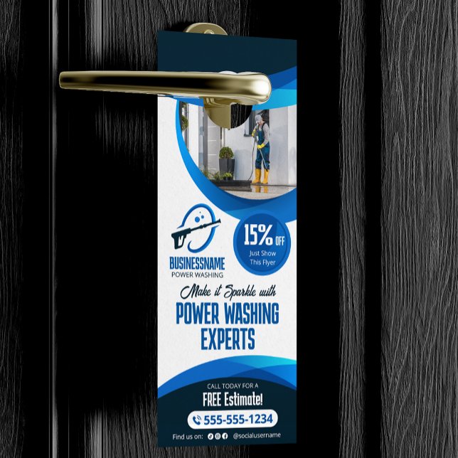 Blue Power Wash Pressure Washing House Washing Door Hanger (Creator Uploaded)
