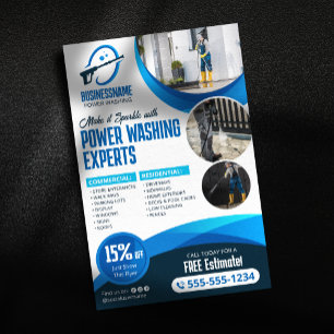 Blue Power Wash Pressure Washing House Washing Flyer